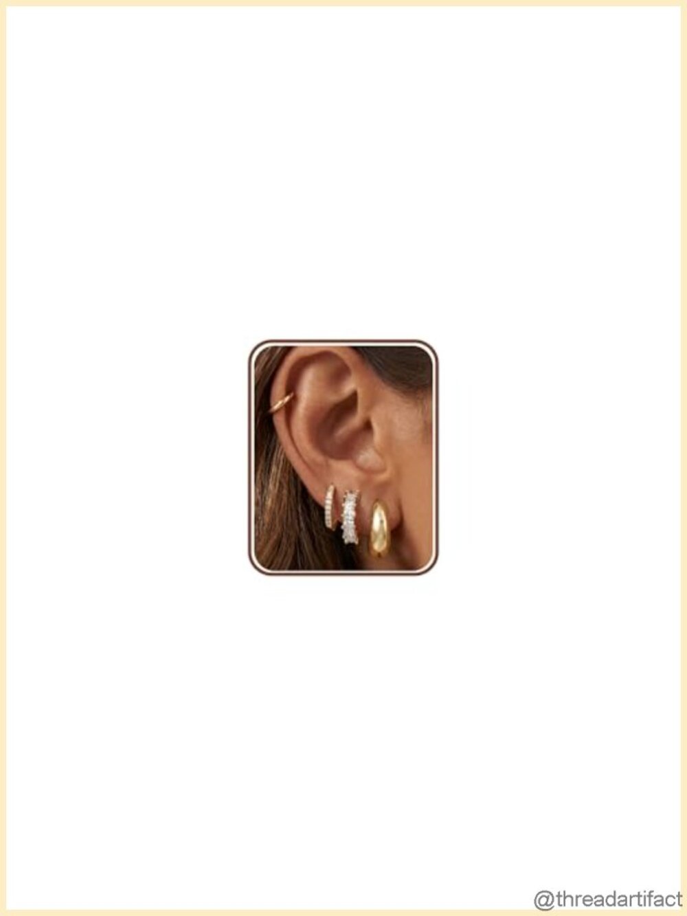 14K Gold Plated Chunky Hoop Earrings Small Huggie Stack Set Tarnish Free